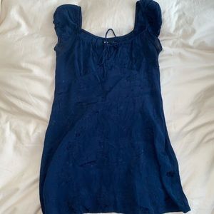 Blue mini dress with floral details